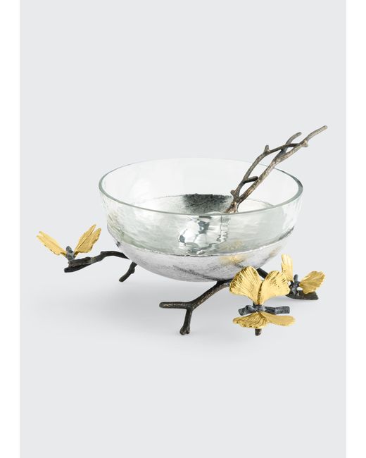 Michael Aram Butterfly Ginkgo Glass Nut Dish with Spoon