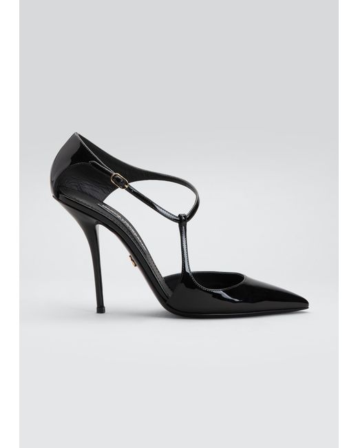 Dolce & Gabbana Pointed Patent Leather Ankle-Strap Pumps