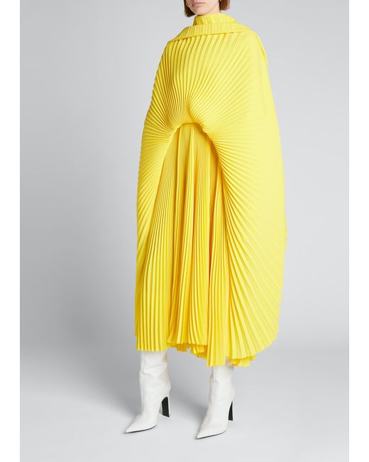 Balenciaga Pleated Drape Crepe Midi Dress