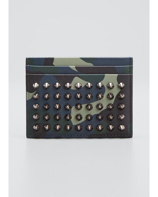 Christian Louboutin Spiked Camo Leather Card Case