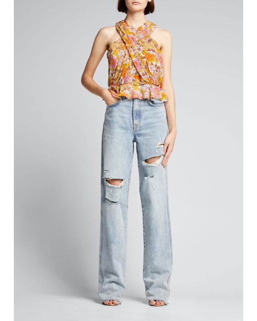 Veronica Beard Jeans Dylan High-Rise Destroyed Jeans
