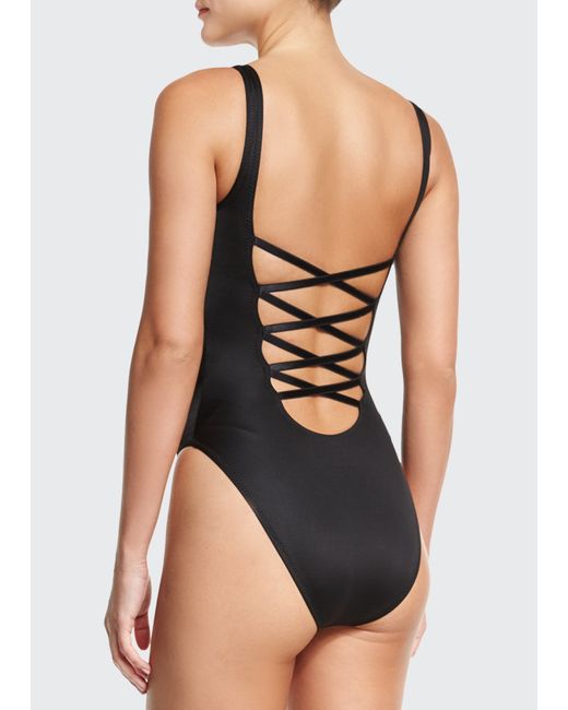 Norma Kamali Super Low Lace-Back One-Piece Swimsuit