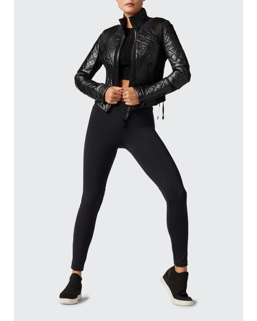 Blanc Noir Quilted Leather Mesh Moto Jacket