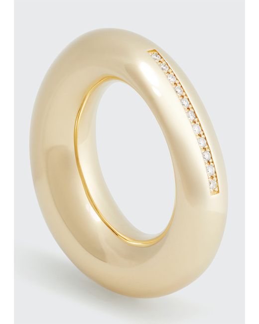 Lauren Rubinski Gold Large Thick Band Ring with Diamonds