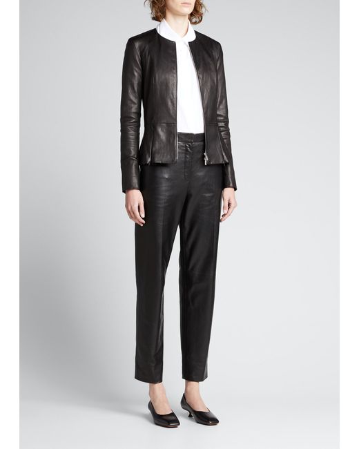 The Row Anasta Leather Zip-Front Jacket