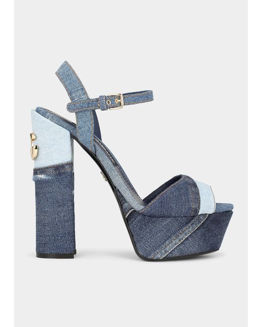 Dolce & Gabbana Keira Denim Patchwork Platform Sandals