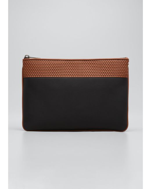 Z Zegna Bicolor Leather Pouch