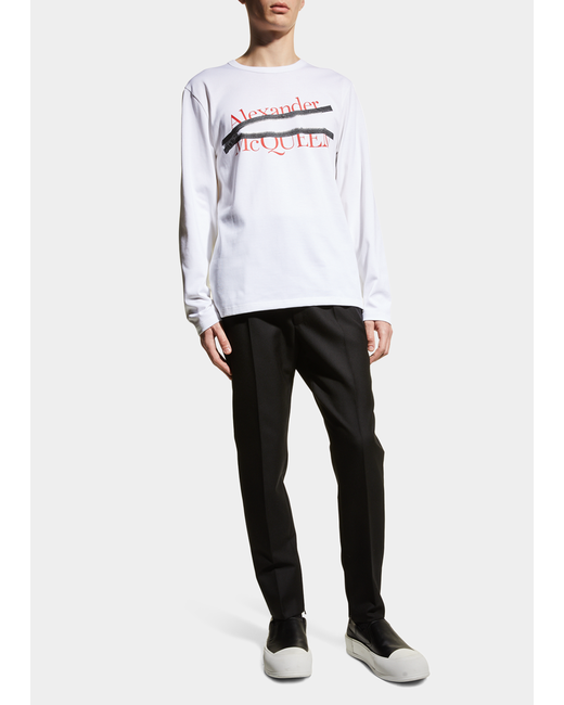 Alexander McQueen Zipper Logo-Print Long-Sleeve T-Shirt