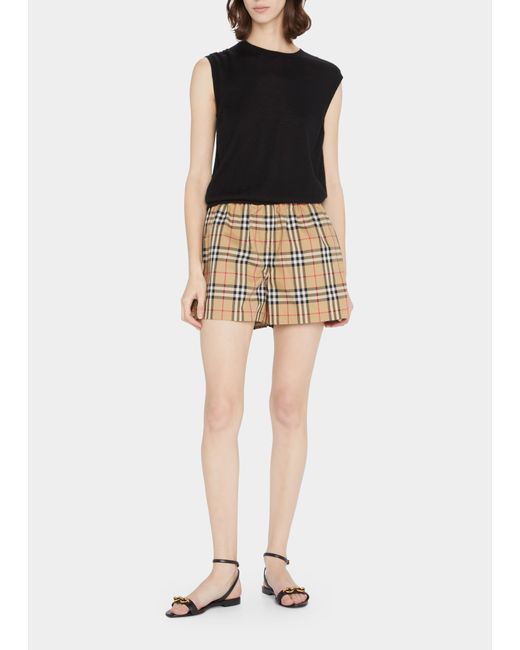 Burberry Audrey Side-Stripes Check Shorts