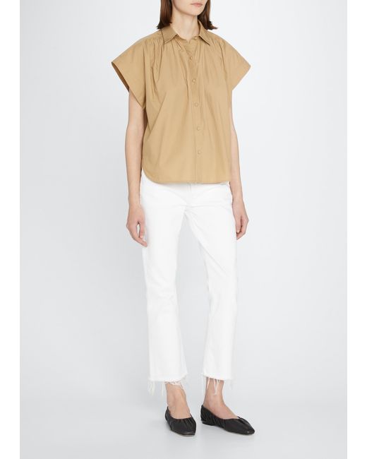 Citizens of Humanity Penny Poplin Button-Front Pleated Blouse