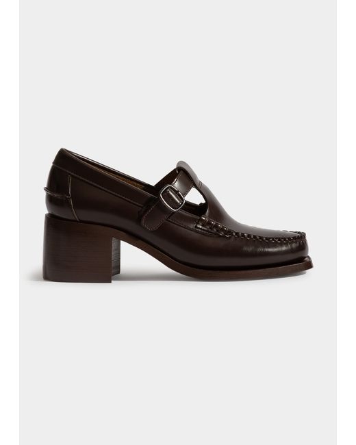Hereu Alber Leather T-Strap Buckle Loafers