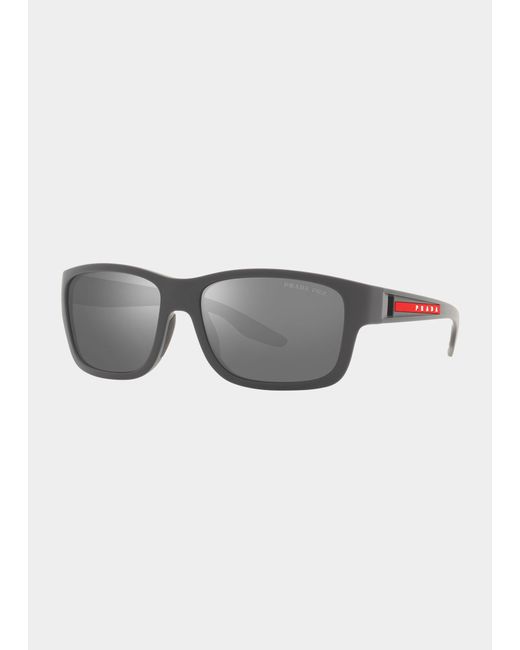 Prada Sport Mirror Rectangle Logo Sunglasses