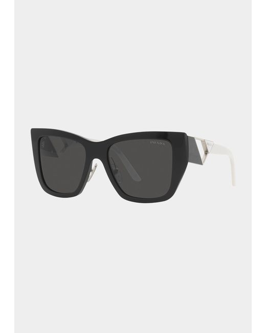 Prada Triangle Logo Square Acetate Metal Sunglasses