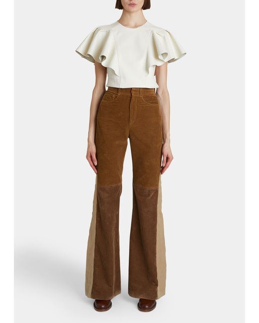 Chloé Corduroy Flared Patchwork Trousers