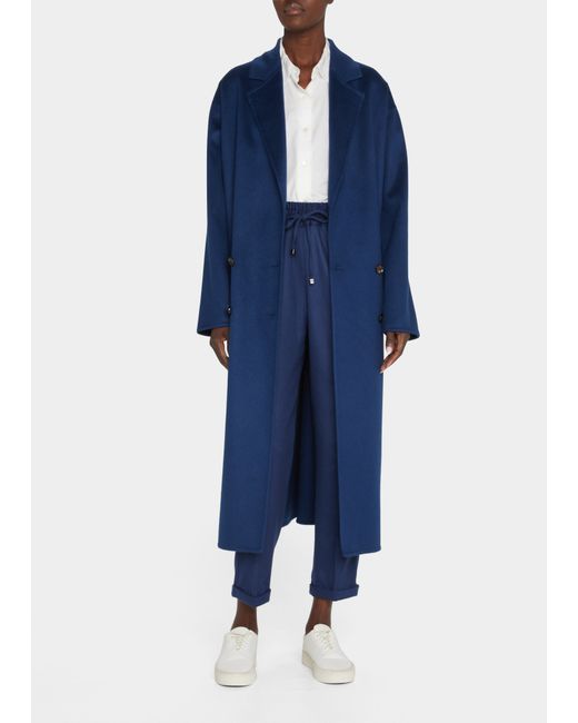 Kiton Double-Breasted Cashmere-Wool Belted Long Coat