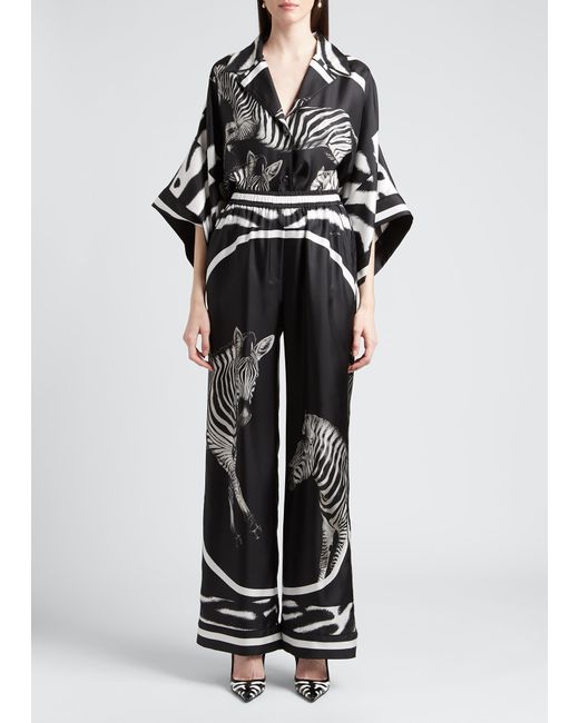 Dolce & Gabbana Zebra-Print Silk Twill Pajama Pants