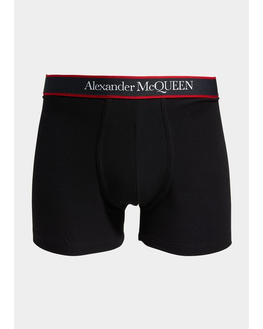 Alexander McQueen Unselvedge Cotton-Stretch Logo Boxer Brief
