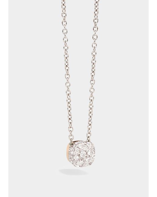 Pomellato Nudo 18K White Rose Gold Diamond Pendant Necklace