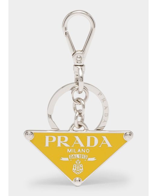 Prada Metal Triangle Logo Keychain