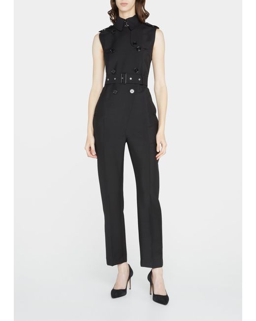 Burberry Double-Breasted Sleeveless Mohair Jumpsuit