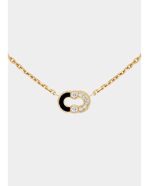 Viltier Magnetic Necklace in Semi Onyx 18K Gold and Diamonds
