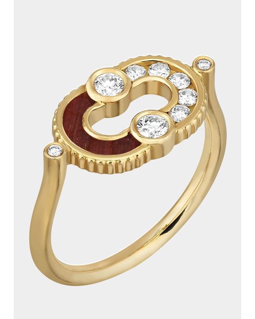 Viltier Magnetic Semi Bull-Eye Ring in 18K Gold and Diamonds