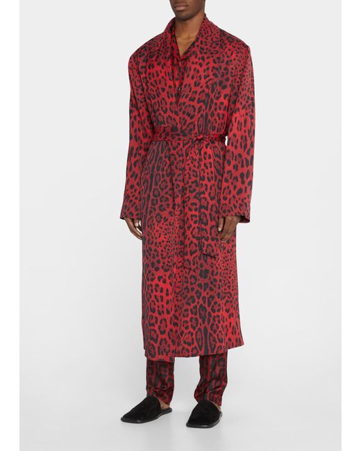 Dolce & Gabbana Silk Leopard-Print Robe