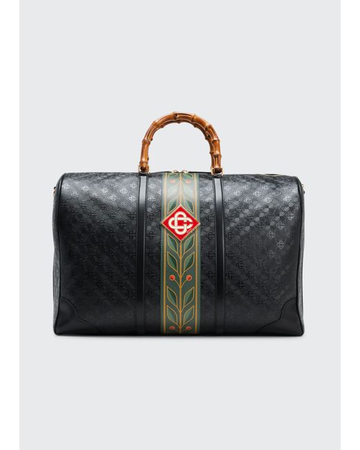Casablanca Leather Oversized Monogram Weekender Bag