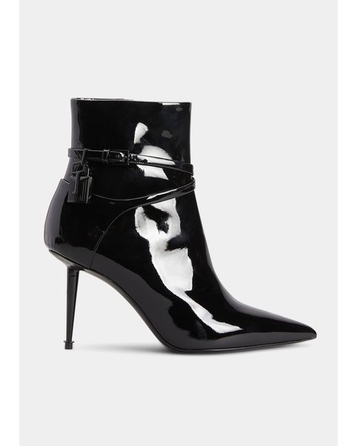Tom Ford Lock Patent Leather Ankle Booties