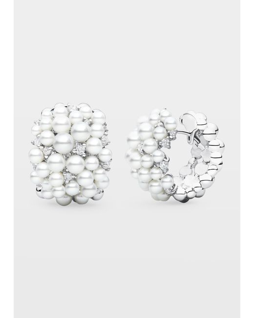 Paul Morelli Lagrange 18K Pearl Diamond Huggie Earrings