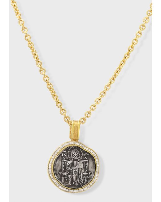 Jorge Adeler 18K Reversible Diamond Venetian Christ Coin Pendant