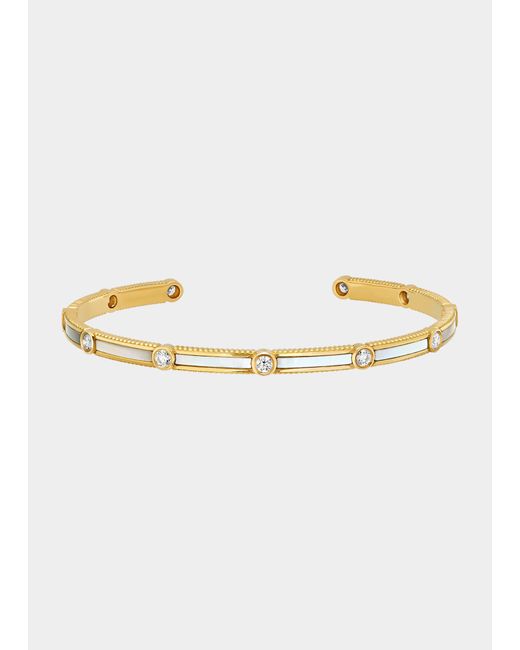 Viltier Rayon Bangle in Mother-of-Pearl 18K Gold and Diamonds