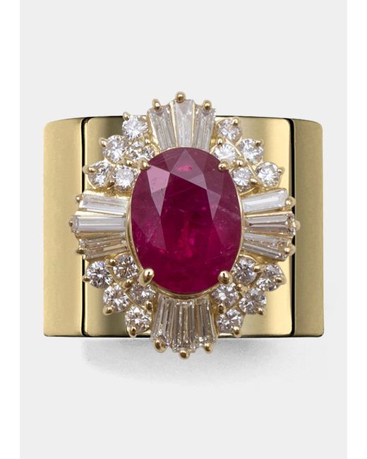 Yutai Ruby and Diamond Revive Ring in Yellow Gold