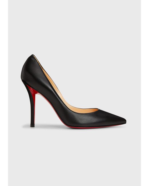 Christian Louboutin Apostrophy Leather Pointed Red-Sole Pumps