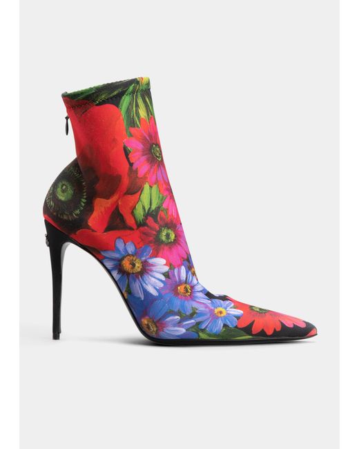 Dolce & Gabbana Floral Stretch Stiletto Booties