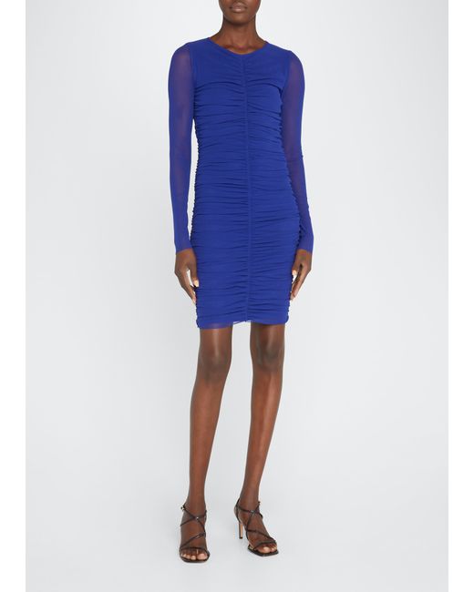 Fuzzi Ruched Bodycon Tulle Dress