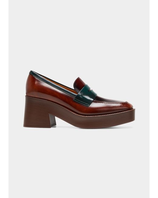 Tod's Gomma Leather Block-Heel Penny Loafers