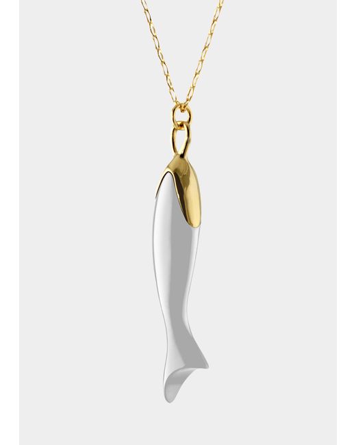 Monica Rich Kosann Perseverance Fish Charm Necklace in 18K Gold Ceramic