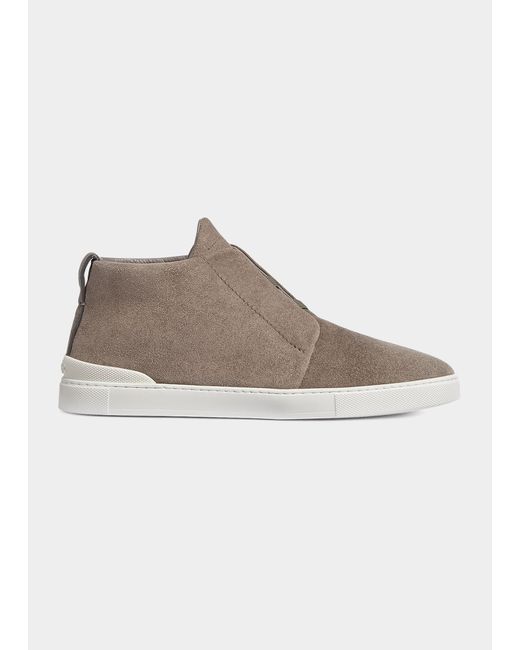 Z Zegna Slip-On Suede High-Top Sneakers