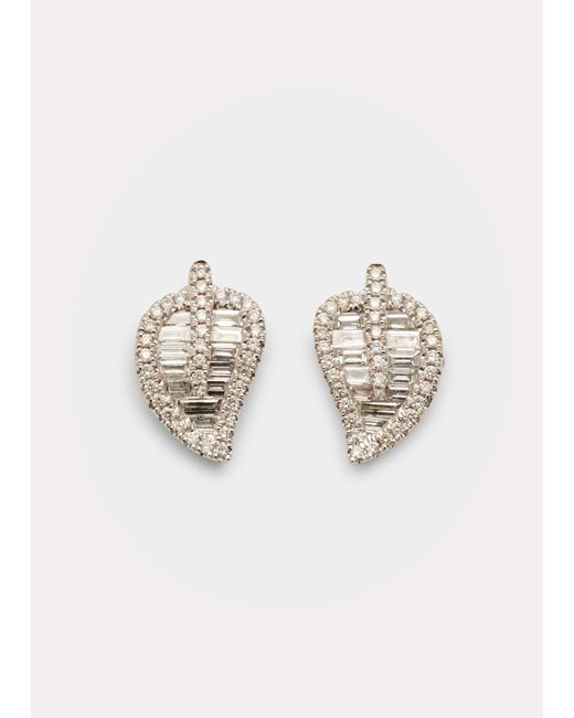 Anita Ko Small Diamond Leaf Stud Earrings in 18k Gold