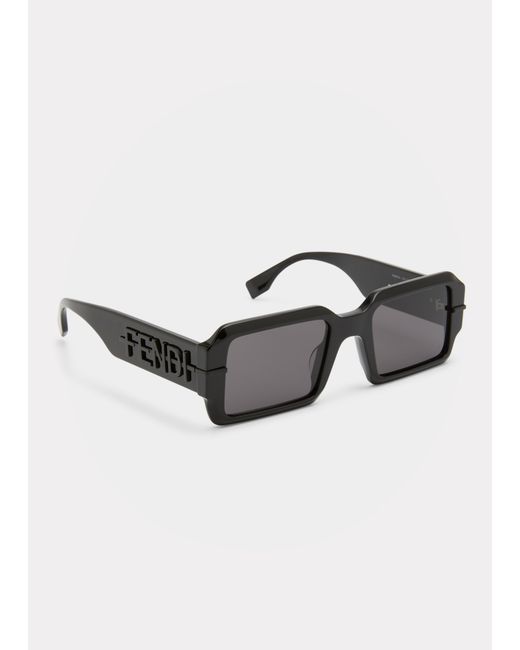Fendi Raised Logo Rectangle Sunglasses