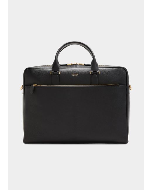 Tom Ford Leather Zip-Top Slim Briefcase