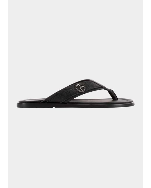 Giorgio Armani Logo Leather Thong Sandals