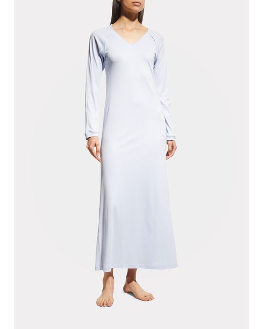 Hanro Pure Essence Long-Sleeve Long Nightgown