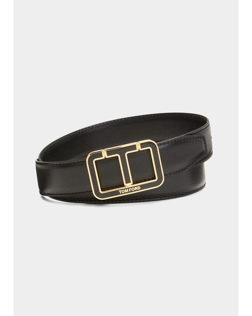 Tom Ford T-Buckle Grained Leather Belt