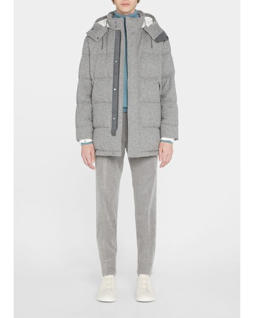 Z Zegna Cashmere Water-Repellent Hooded Puffer Jacket