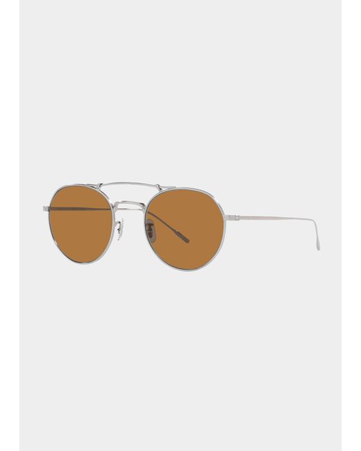 Oliver Peoples Reymont Titanium Double-Bridge Round Sunglasses