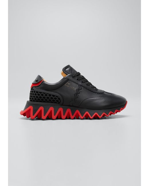 Christian Louboutin Loubishark Flat Leather Red-Sole Runner Sneakers