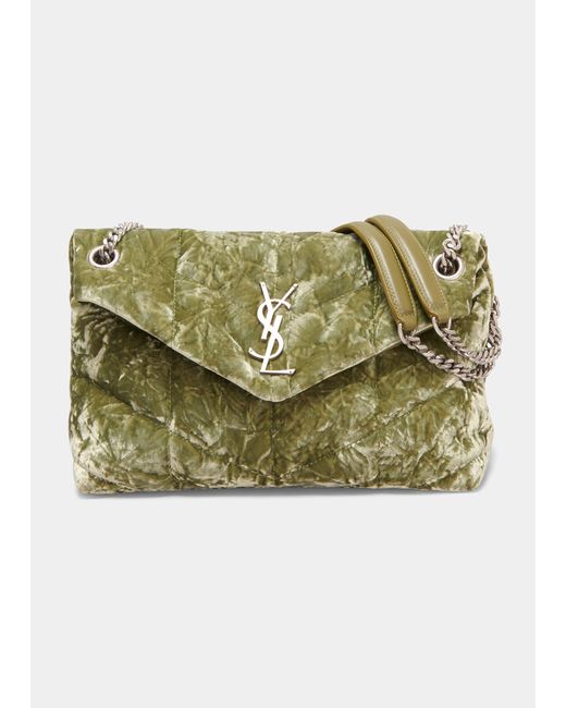 Saint Laurent Loulou Small YSL Puffer Velvet Shoulder Bag