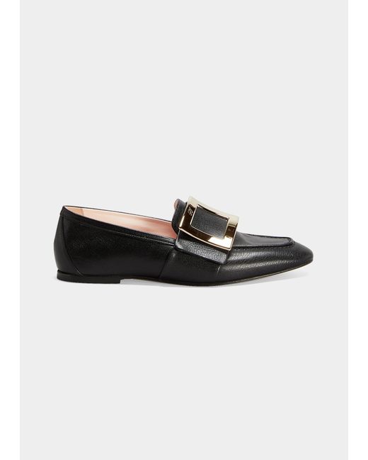 Roger Vivier 10mm Leather Buckle Flat Loafers